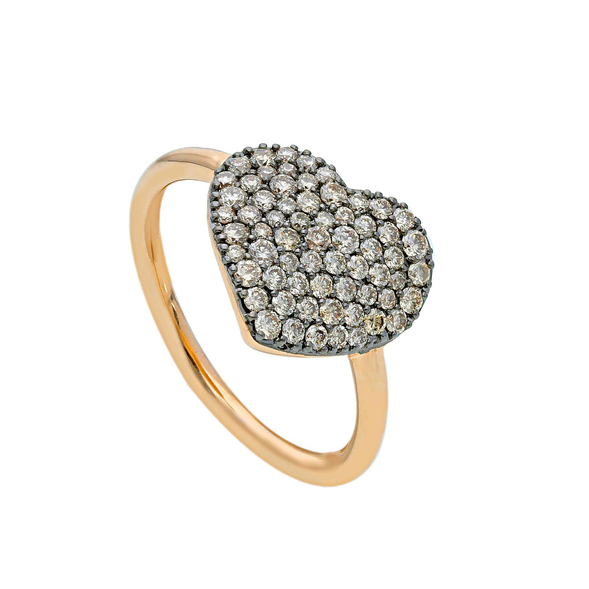 Anello Cuore con Diamanti Brown Oro Rosa