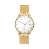 Max Bill Damen Quadrante Bianco Cinturino PVD Oro Giallo
