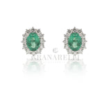 Oval emerald earrings 0.55kt and diamonds