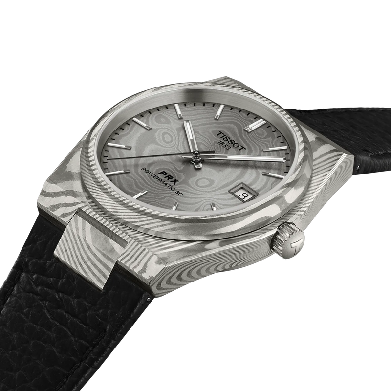 PRX Acciaio Damascato e Pelle 38mm