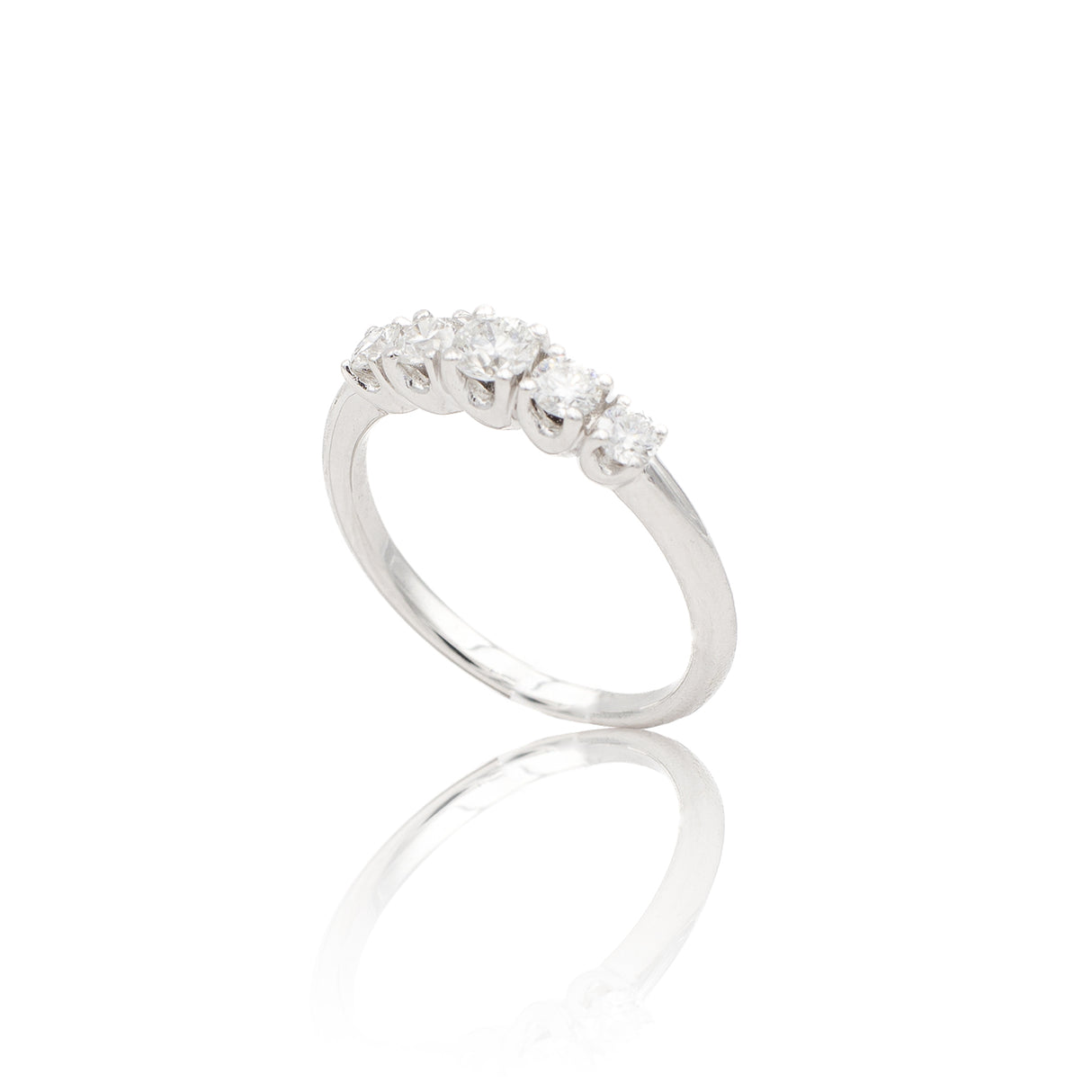 Anello Fedina di Diamanti Scalata 0.52kt in Oro Bianco