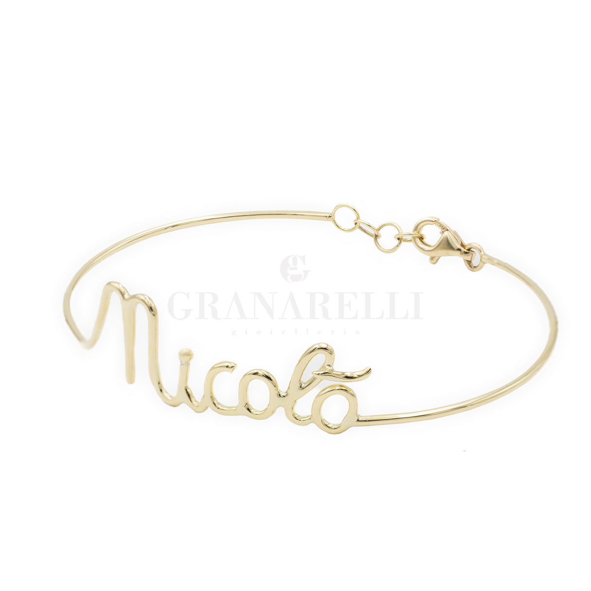 Bracciale Rigido Nome Nicolò In Oro Giallo