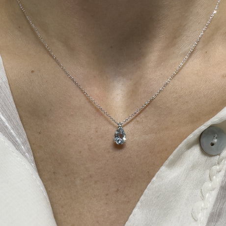 Girocollo acquamarina e diamanti in oro bianco-Girocolli-GRANARELLI-Gioielleria Granarelli