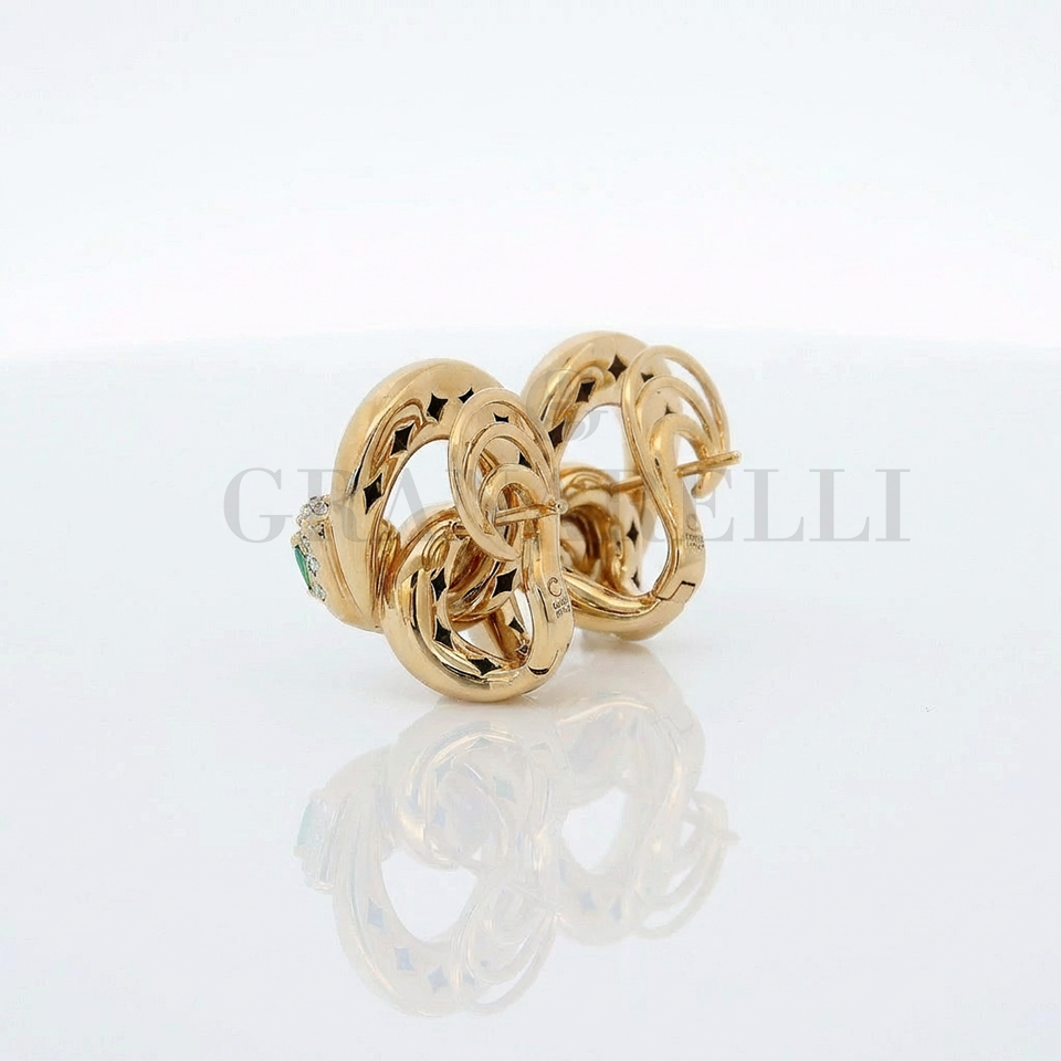 Orecchini Lobo Serpente Smeraldi e Diamanti Crivelli