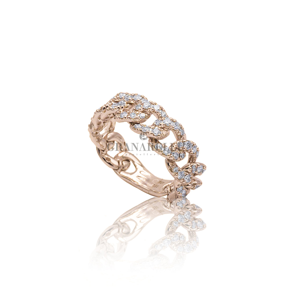 Anello Groumette  in Oro Rosa e Diamanti ct 0.95