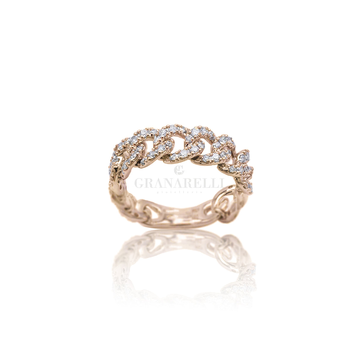 Anello Groumette  in Oro Rosa e Diamanti ct 0.95