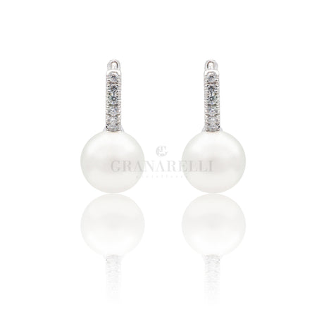 Boccola con Perla e Diamanti in Oro Bianco-Orecchini-CRIVELLI-Gioielleria Granarelli