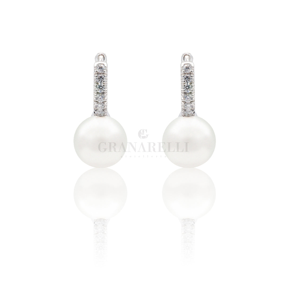 Boccola con Perla Australiana e Diamanti in Oro Bianco-Orecchini-CRIVELLI-Gioielleria Granarelli