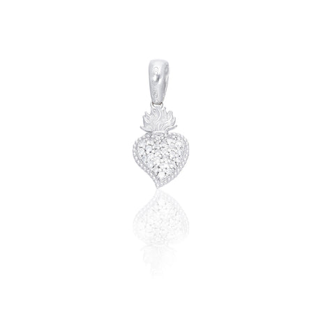 Ciondolo Cuore Sacro In Oro Bianco-Ciondoli-GRANARELLI-Gioielleria Granarelli