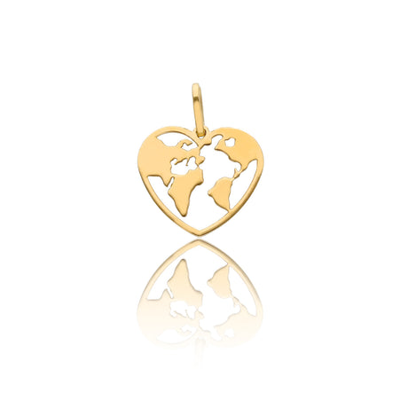 Ciondolo mondo cuore in oro giallo-Ciondoli-GRANARELLI-Gioielleria Granarelli