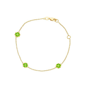 Bracciale 3 Quadrifogli in Smalto Oro Giallo-Bracciali-GRANARELLI-Gioielleria Granarelli