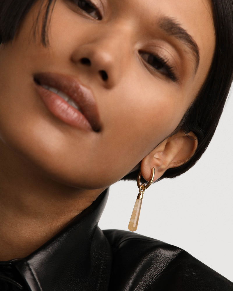 Orecchino a Cerchio Singolo Avventurina Giallo Large Jupiter