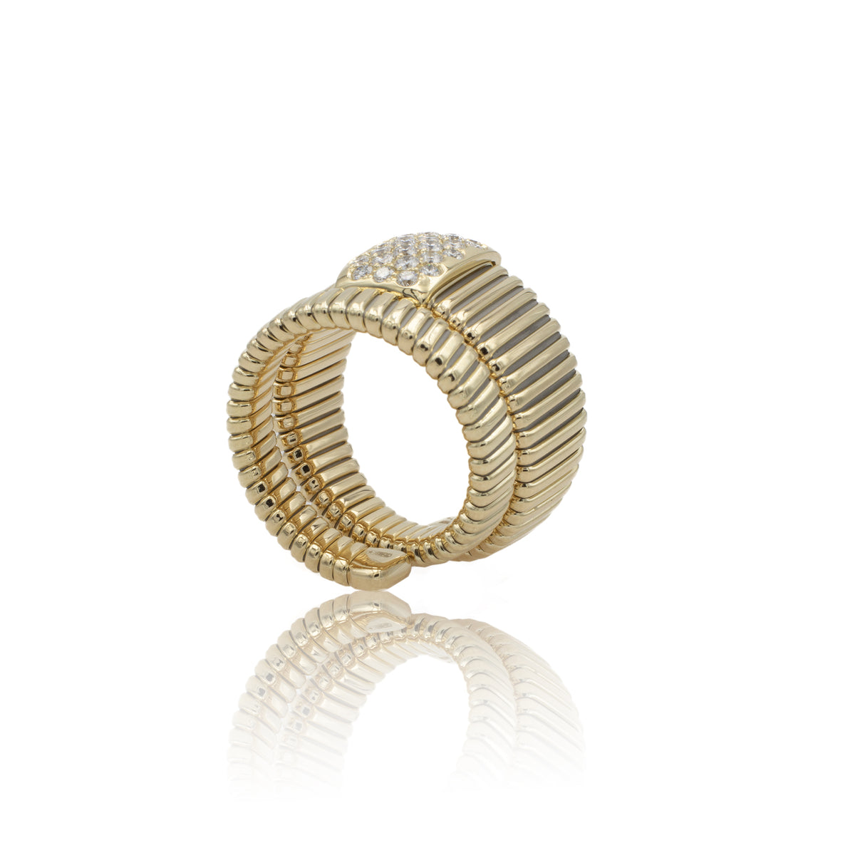 Anello fedina attorcigliata con Diamanti in Oro Giallo-Anelli-CRIVELLI-Gioielleria Granarelli
