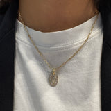 Girocollo Maglia oro giallo e cuore forato pavè di diamanti