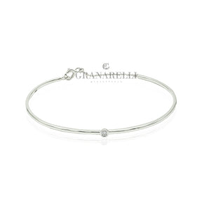 Bracciale Bangle rigido con Diamante solitario In Oro Bianco-Bracciali-CRIVELLI-Gioielleria Granarelli