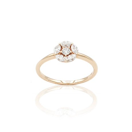 Anello Fiore Di Diamanti NavetteIn Oro Rosa-Anelli-CRIVELLI-Gioielleria Granarelli