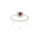 Anello Diamanti e Rubino In Oro Bianco