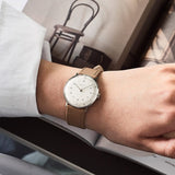 Max Bill Handaufzug Quadrante Argento Cinturino Pelle