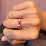 Anello Half eternity Rubini e Diamanti Oro Rosa 18 kt