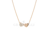 Hearts necklace in rose gold and diamonds