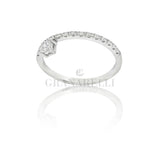 Anello Castone decentrato in Oro Bianco e Diamanti