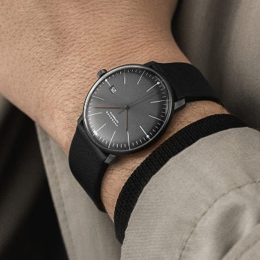 Max Bill Automatic Bauhaus Quadrante Nero Cinturino Pelle