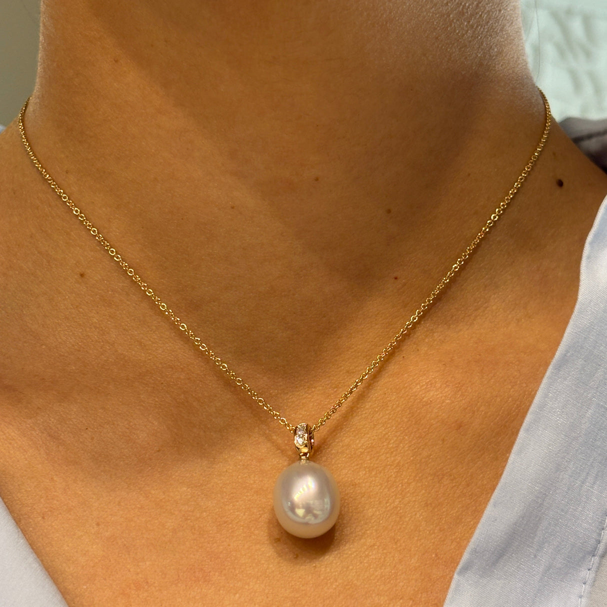 Girocollo Perla Pendente in Oro Rosa