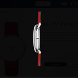 Max Bill Damen Quadrante Bianco Cinturino Pelle Rossa