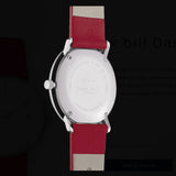 Max Bill Damen Quadrante Bianco Cinturino Pelle Rossa