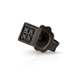 Mono Orecchino Quadretto Piccolo Titanio e 4 Diamanti Black