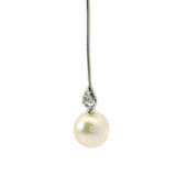 Girocollo con Perla  Ø 6 e diamanti in Oro Bianco