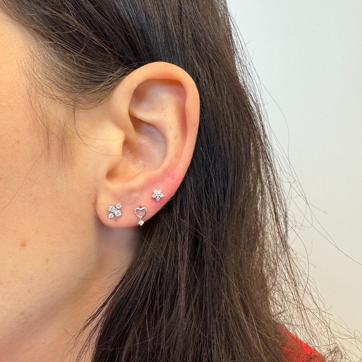 Orecchini Cuore e Diamanti Oro Bianco