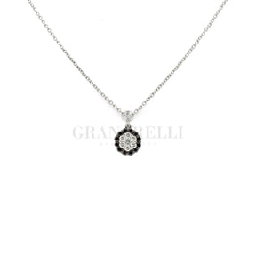 Girocollo fiore di diamanti bianchi e neri in oro bianco-Girocolli-CRIVELLI-Gioielleria Granarelli