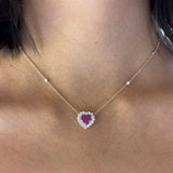 Girocollo Zaffiro Rosa taglio Cuore 1,71kt con diamanti in Oro Rosa