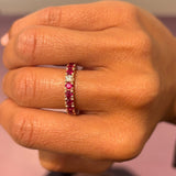 Anello Fedina Girodito Rubini e Diamanti Oro Rosa 18 kt
