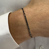 Bracciale Barretta Diamanti Neri Misura Grande in Oro Bianco cordino nautico
