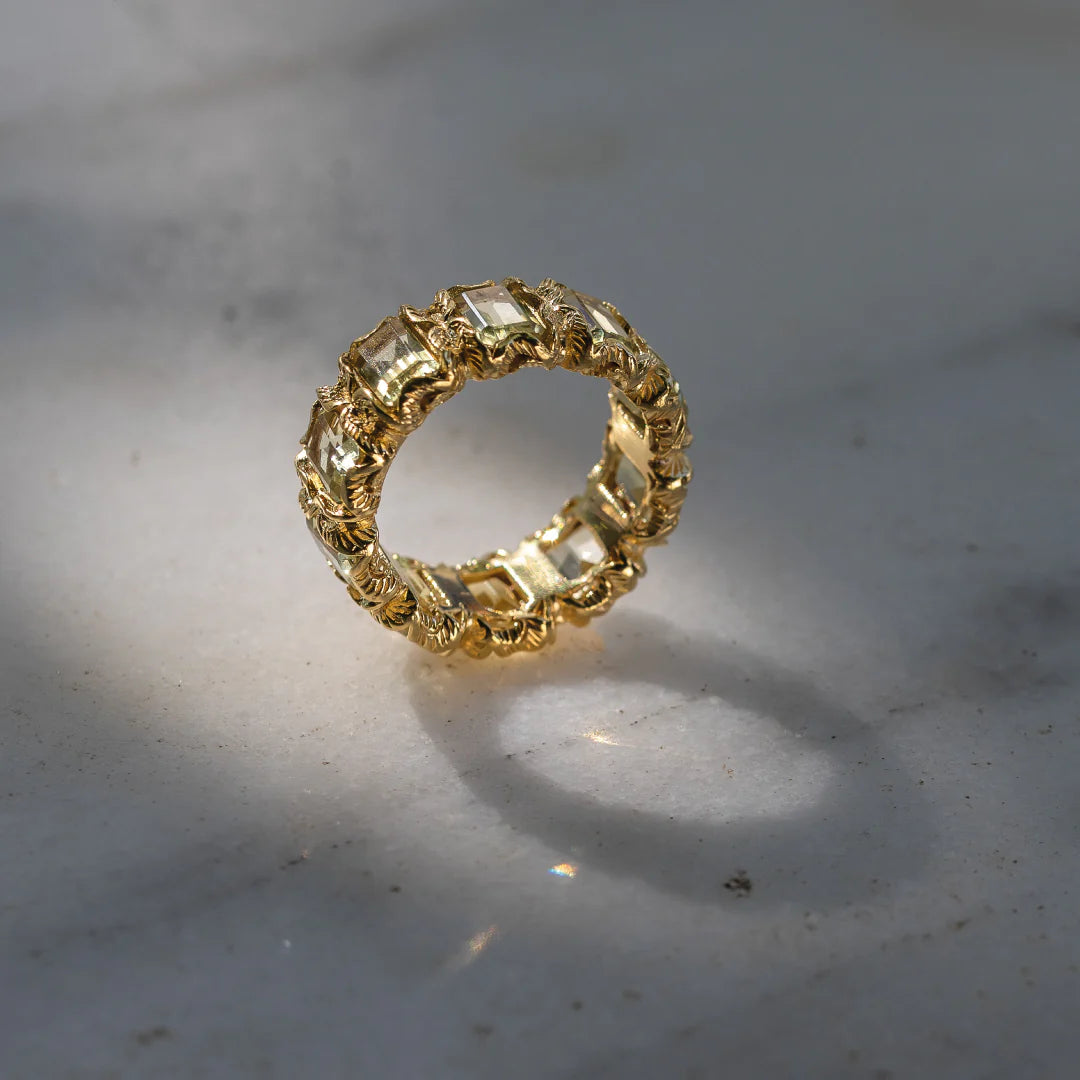 anello dorato girodito pietre lemon