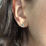 White gold sapphire heart earrings