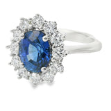 Anello in Oro Bianco con Zaffiro 1.72kt e Diamanti