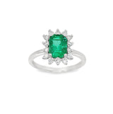 Anello in Oro Bianco con Smeraldo 1.12kt e Diamanti