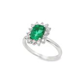 Anello in Oro Bianco con Smeraldo 1.12kt e Diamanti