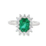 Anello in Oro Bianco con Smeraldo 1.12kt e Diamanti