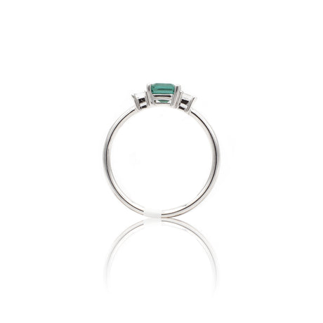 Anello con Smeraldo e Diamanti in Oro Bianco-GRANARELLI-AN0116B-S-069-Gioielleria Granarelli
