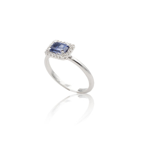 Anello in Oro Bianco con Zaffiro 0.84kt e Diamanti-Anelli-GRANARELLI-Gioielleria Granarelli