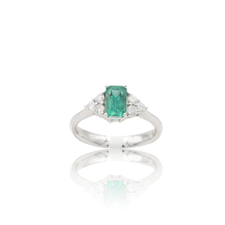 Anello in Oro Bianco con Smeraldo 1.65 e Diamanti-Anelli-GRANARELLI-Gioielleria Granarelli