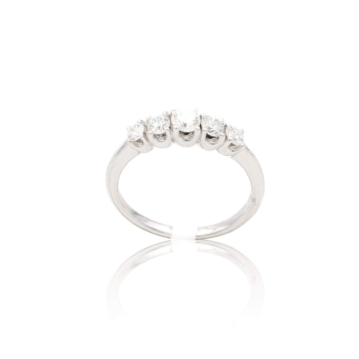 Anello Fedina di Diamanti Scalata 0.52kt in Oro Bianco