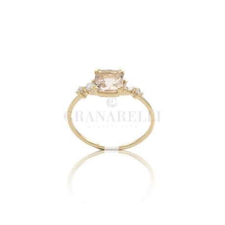 Anello morganite e diamanti In oro Giallo-Anelli-GioGio-Gioielleria Granarelli