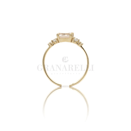 Anello morganite e diamanti In oro Giallo-Anelli-GioGio-Gioielleria Granarelli