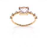 Anello Oro Giallo 9kt con Berillo Rosa e Diamanti - GioGio
