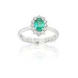 Anello in Oro Bianco con Smeraldo 0.43kt e Diamanti